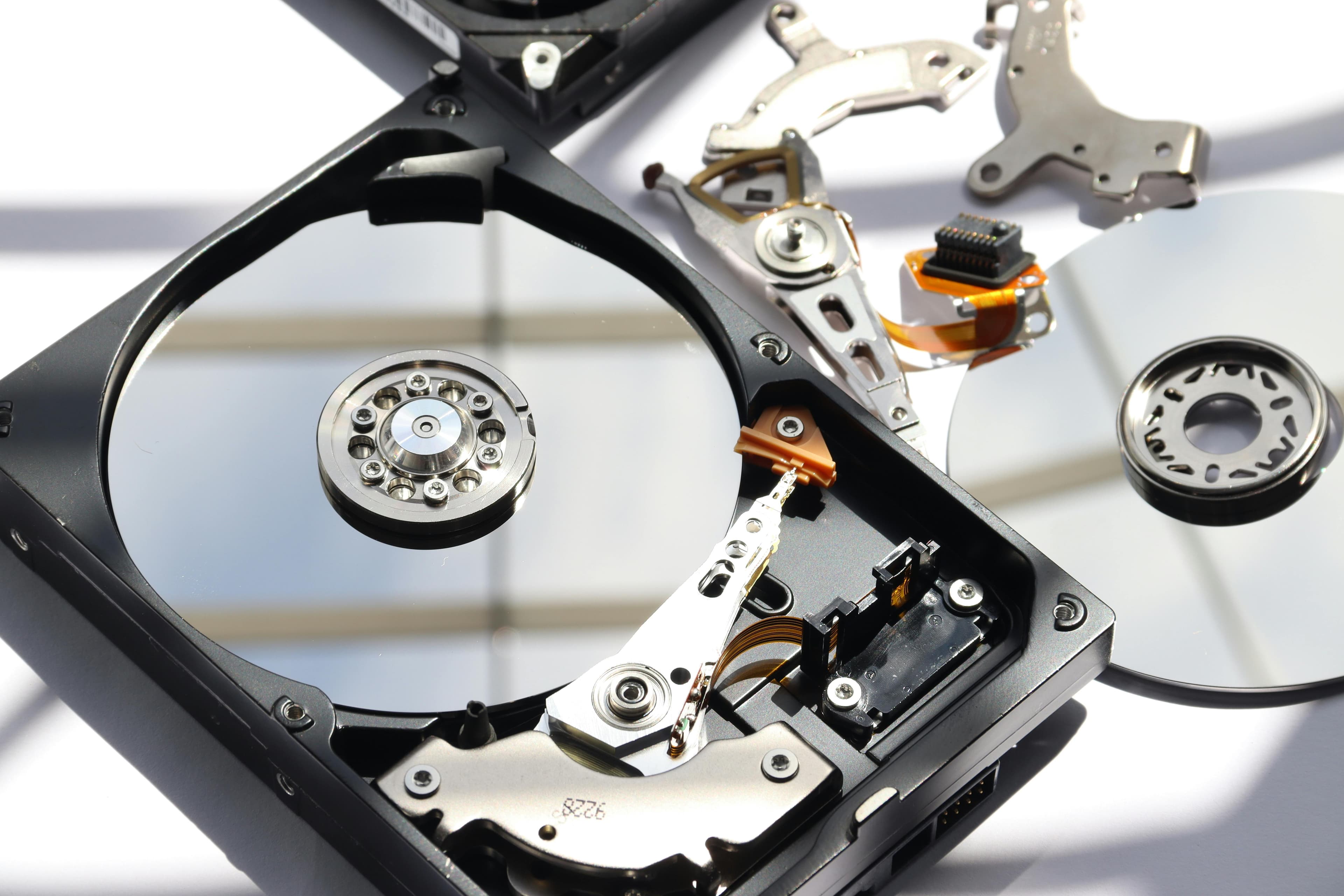 Close-up of hard disk hardware used for an article about backup following hypervisor changes