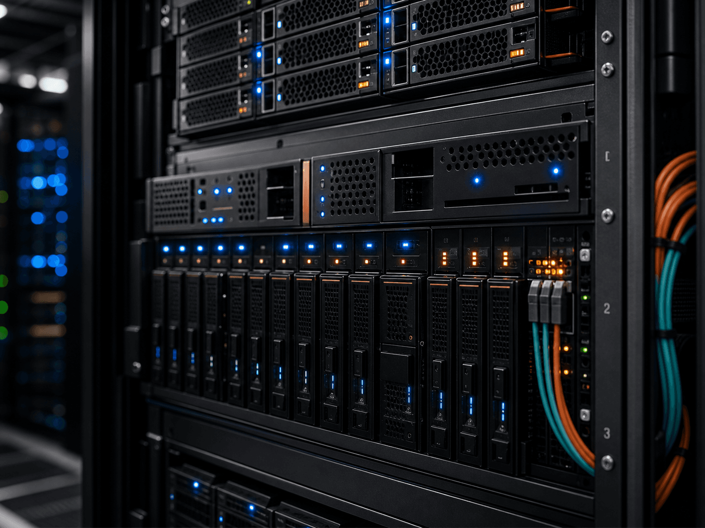 Close-up of storage hardware and drive bays used for an article about AI-driven storage tiering